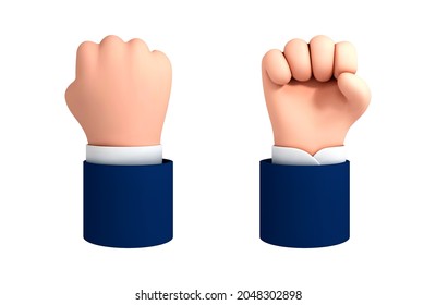 Vector cartoon human hand fist gesture. Fight or protest clipart isolated on white background. Strength icon