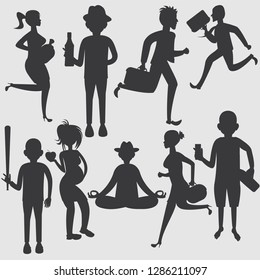 vector cartoon human silhouettes