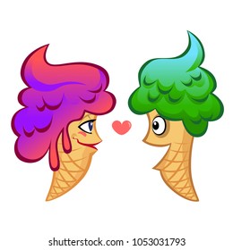 Vector Cartoon of Ice Cream Couple