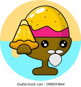 vectorial caricatura helado taza que contiene triángulo de piña