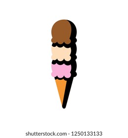 Vector Cartoon Ice Cream Icon Isolated On White Background