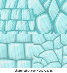 Vector cartoon ice seamless texture collection