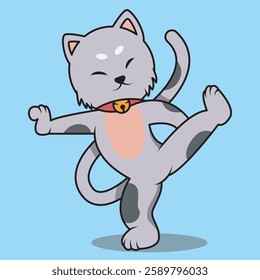 Vector cartoon icon of cute cat standing