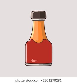 Vector cartoon icon illustration of a bottle of tomato chili sauce, with a flat style for sweet and spicy chili food, delicious taste for food