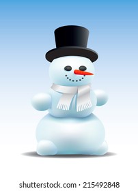 Vector cartoon icon isolated Merry snowman