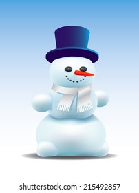 Vector cartoon icon isolated Merry snowman