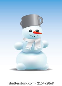 Vector cartoon icon isolated Merry snowman