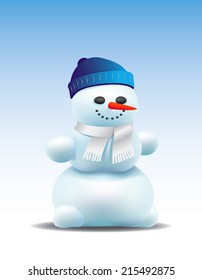 Vector cartoon icon isolated Merry snowman