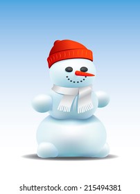 Vector cartoon icon isolated Merry snowman