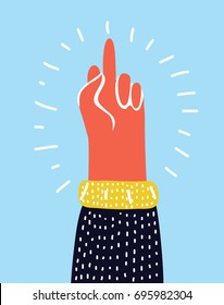 Vector cartoon illuatration of Hand gesture, Fuck You, symbol. Middle finger sign. Cartoon vector illustration, sticker