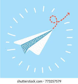 Vector cartoon illuatration of Send icon. Paper plane in modern style flying.