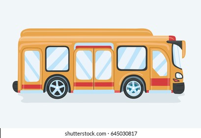 Vector cartoon illusrtation of passengers in public transport bus isolated on white