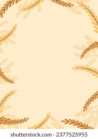 A vector cartoon illustration of an A-frame border template background with autumn leaves