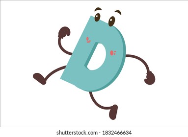 Vector cartoon illustration of Alphabet- D. Isolated on white background.