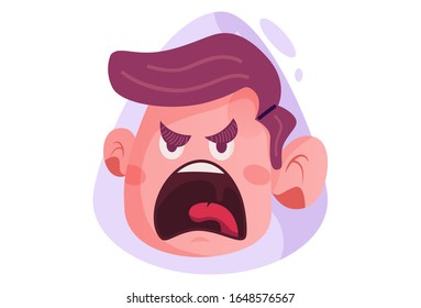 Vector cartoon illustration of the angry boy. Isolated on white background.