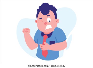 Vector cartoon illustration of an angry boy. Isolated on a white background.