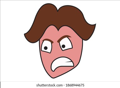 Vector cartoon illustration of an angry boy. Isolated on white background.