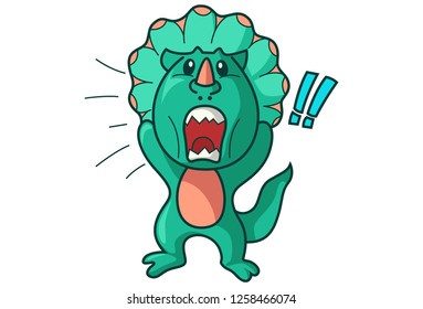Vector cartoon illustration of angry dinosaur. Isolated on white background.