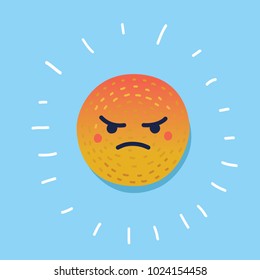Vector cartoon illustration of angry emotion reaction symbol icon vector. Hand drawn funny icon of blue background.