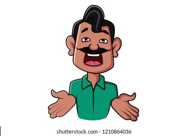 Vector cartoon illustration of angry man. Isolated on white background.