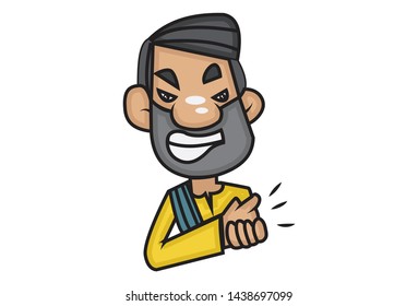 Vector cartoon illustration of angry man with hand expression. Isolated on white background.