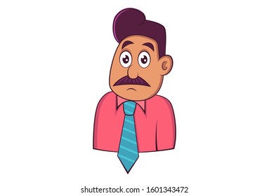 Vector cartoon illustration of angry man. Isolated on white background.