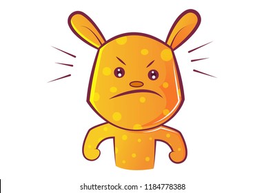 Vector cartoon illustration of angry teddy bear. Isolated on white background.