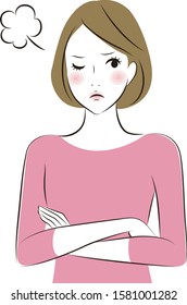 Vector cartoon illustration of angry woman