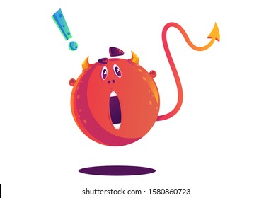 Vector cartoon illustration of annoyed monster. Isolated on white background.