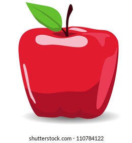 vector cartoon illustration of apple isolated on white background