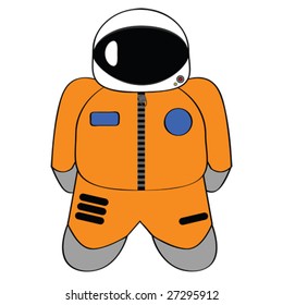 Vector cartoon illustration of an astronaut character dressed in an orange suit