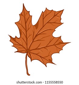 Vector Cartoon Illustration - Autumn Fallen Orange Leaf of Maple
