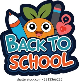 Vector cartoon illustration of a Back-to-School poster on a white background, perfect for educational banners and print projects.