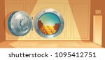 Vector cartoon illustration of bank vault, metallic iron safe door. Gold, cash, currency inside of room. Financial concept, business template. Storage gate with electronical lock.
