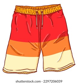 Vector Cartoon Illustration - Beach Colorful Swimming Shorts