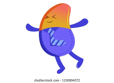 Vector cartoon illustration of bean wearing tie. Isolated on white background. 