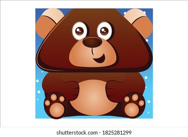 Vector cartoon illustration of bear. Isolated on white background.