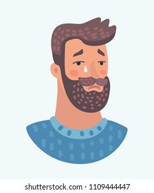 Vector cartoon illustration of Beard men facial expression isolated icons. Cute faces with tears. Avatars showing emotions: sad, crying.