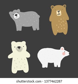 Vector cartoon illustration of bears