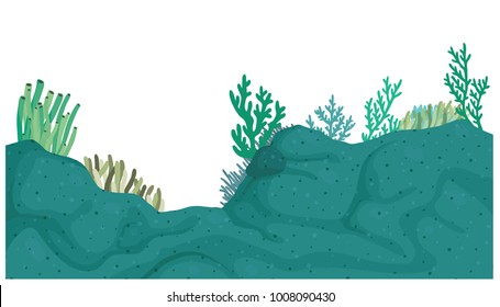 Vector cartoon illustration of bed of corals isolated against white background