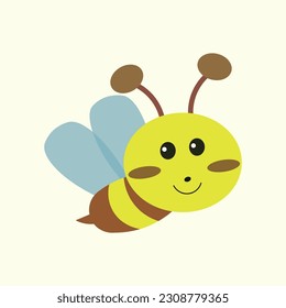 Vector cartoon illustration of a bee