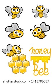 Vector cartoon illustration. Bee character Design