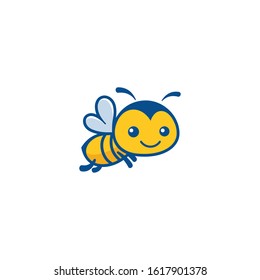 Vector cartoon illustration of a bee flying. Bee icon