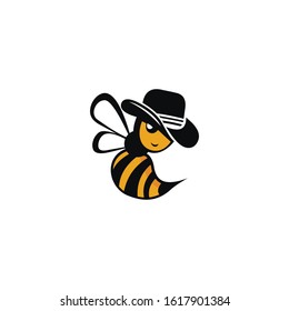 Vector cartoon illustration of a bee flying. Bee icon