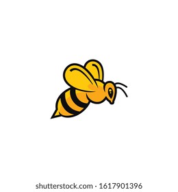 Vector cartoon illustration of a bee flying. Bee icon