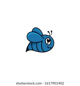 Vector cartoon illustration of a bee flying. Bee icon