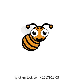 Vector cartoon illustration of a bee flying. Bee icon