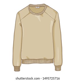 Vector Cartoon Illustration - Beige Sweatshirt