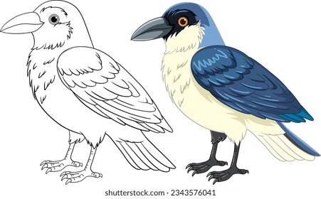 A vector cartoon illustration of a bird standing alone on a white background