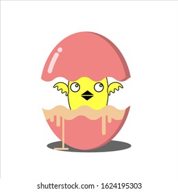 vector cartoon illustration Bird that hatched from egg.